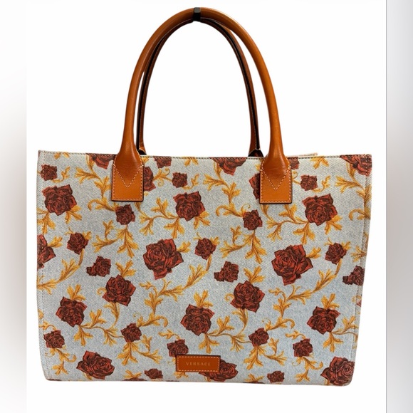 Versace Handbags - Versace Floral Canvas Tote Bag
